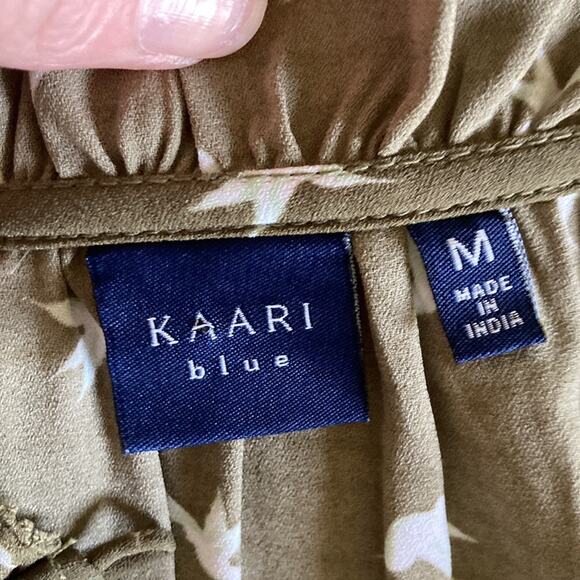 Kaari Blue Green Bird Print Pullover Top, Size M - Picture 7 of 8